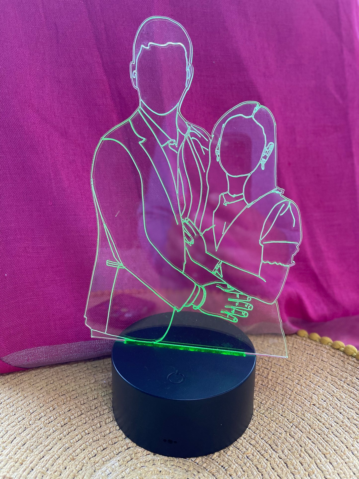 Personalised faceless portrait led edge lit line art