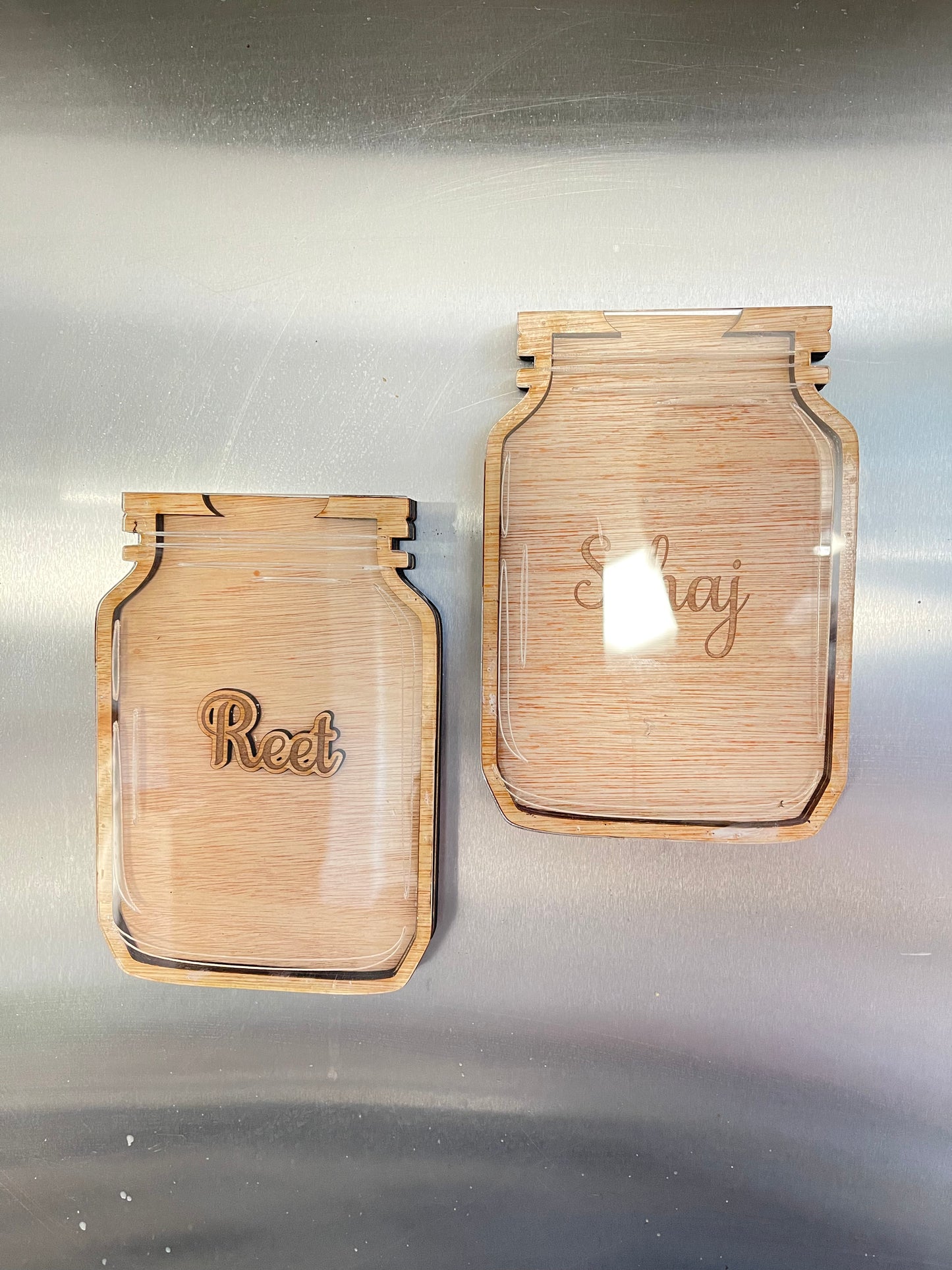 Personalised wooden magnetic reward point holder