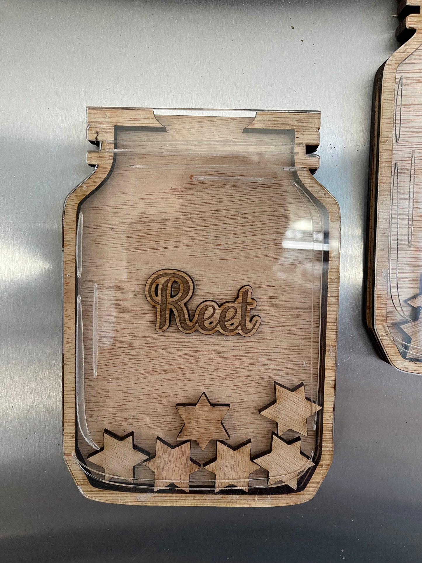 Personalised wooden magnetic reward point holder