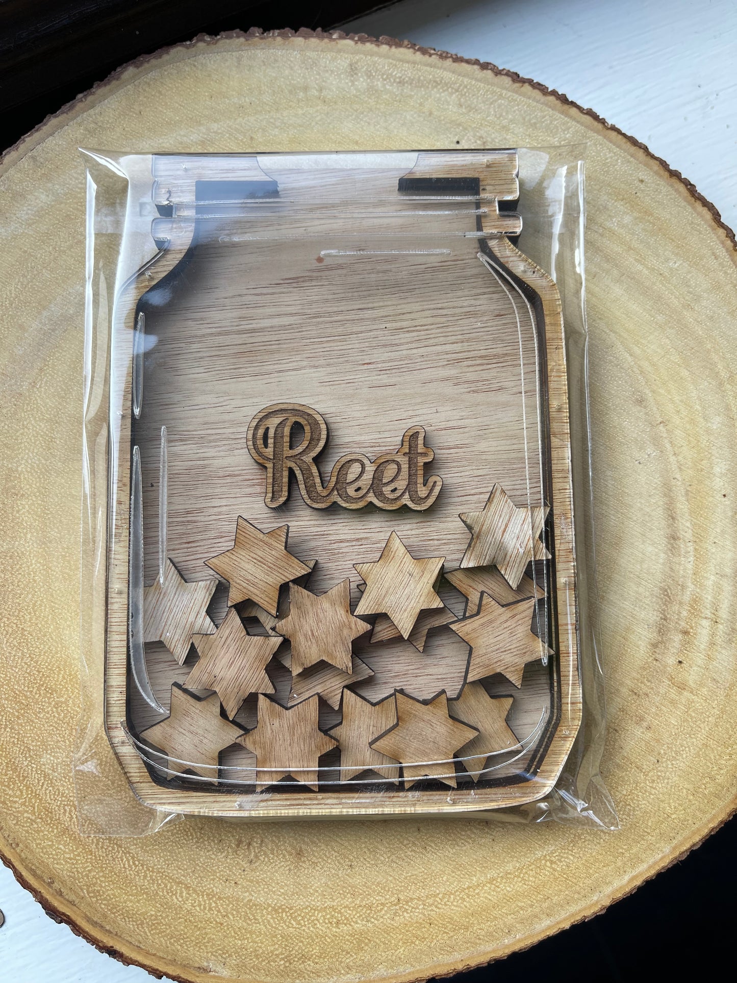 Personalised wooden magnetic reward point holder