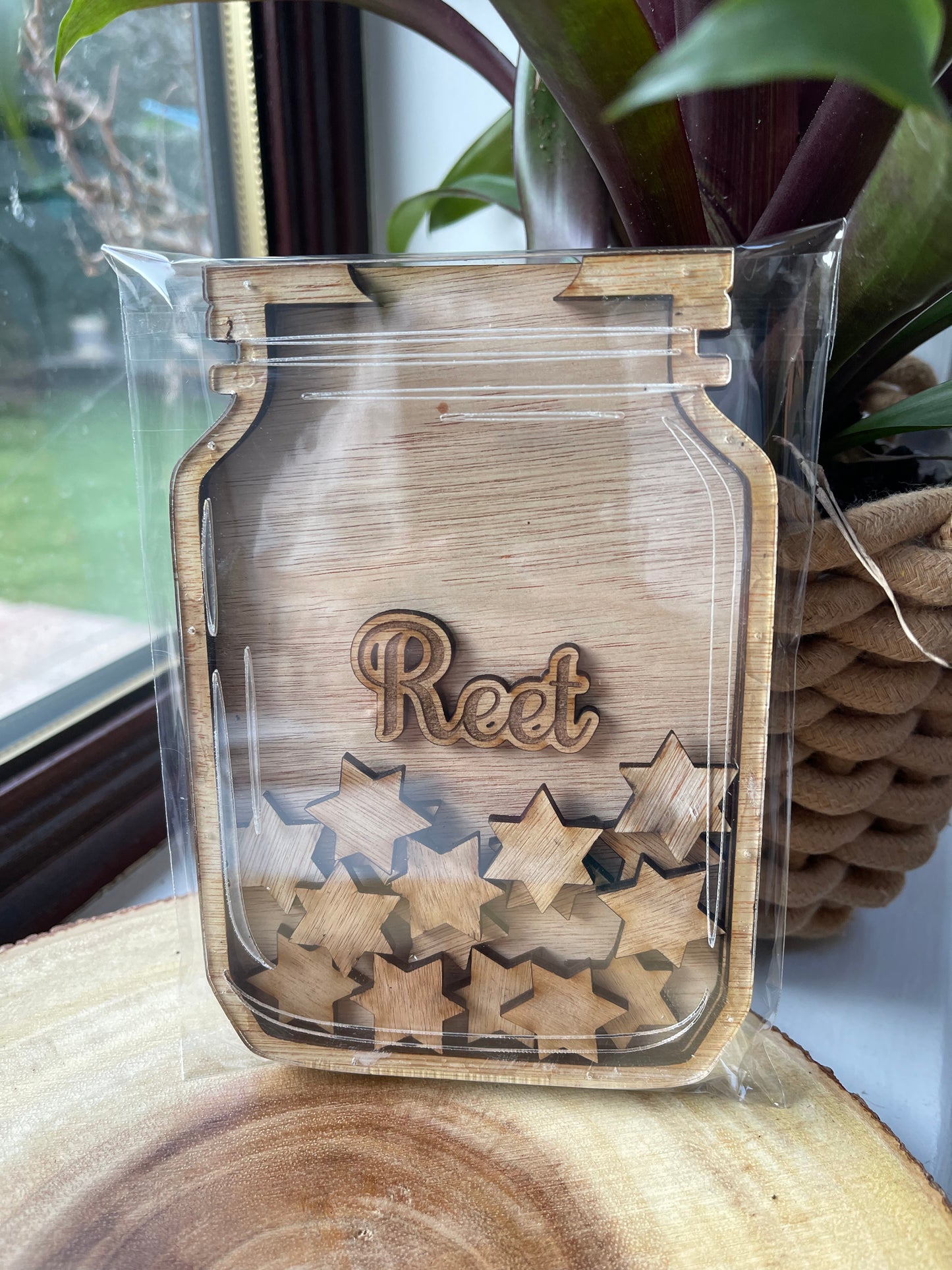 Personalised wooden magnetic reward point holder