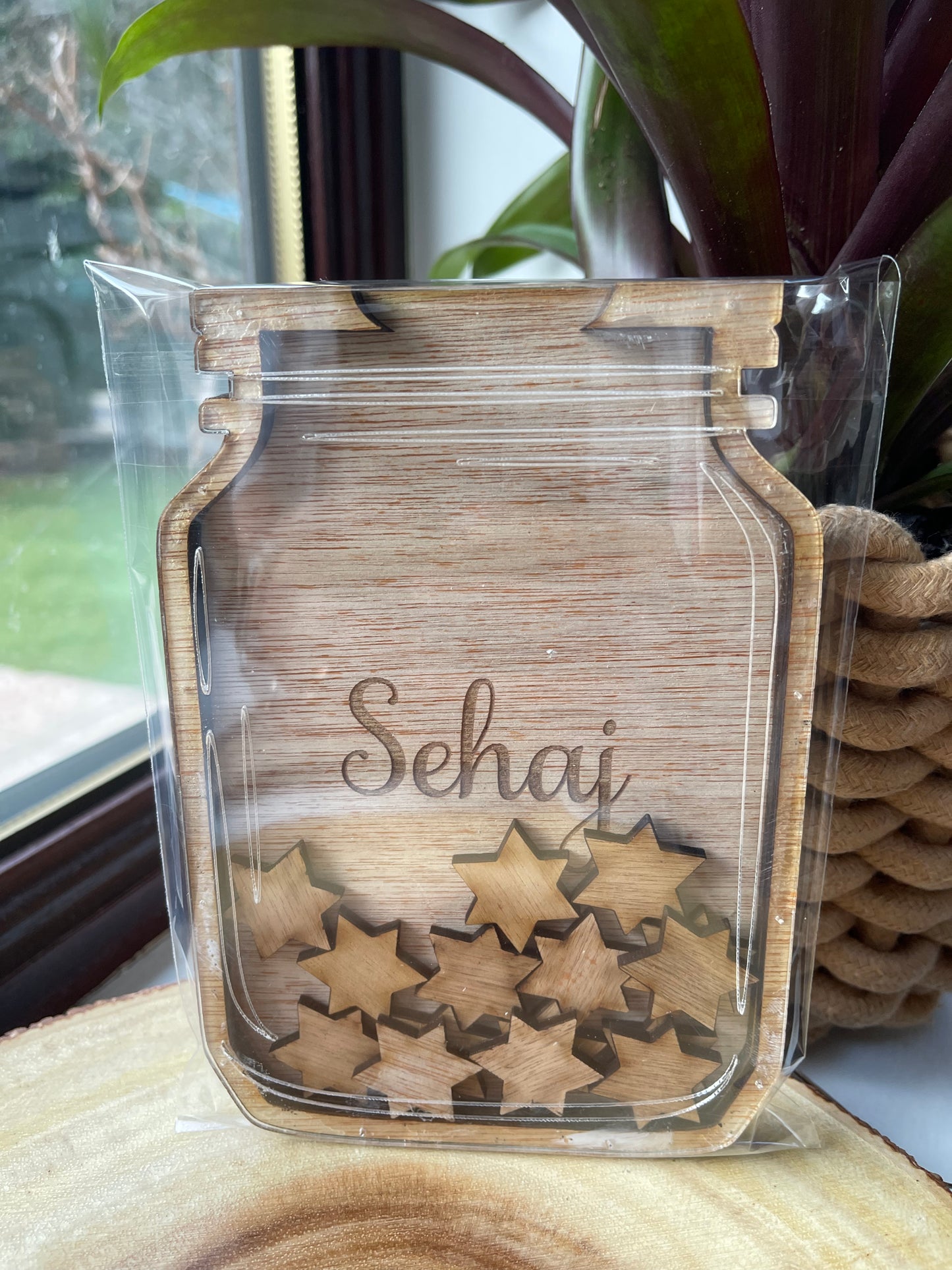 Personalised wooden magnetic reward point holder