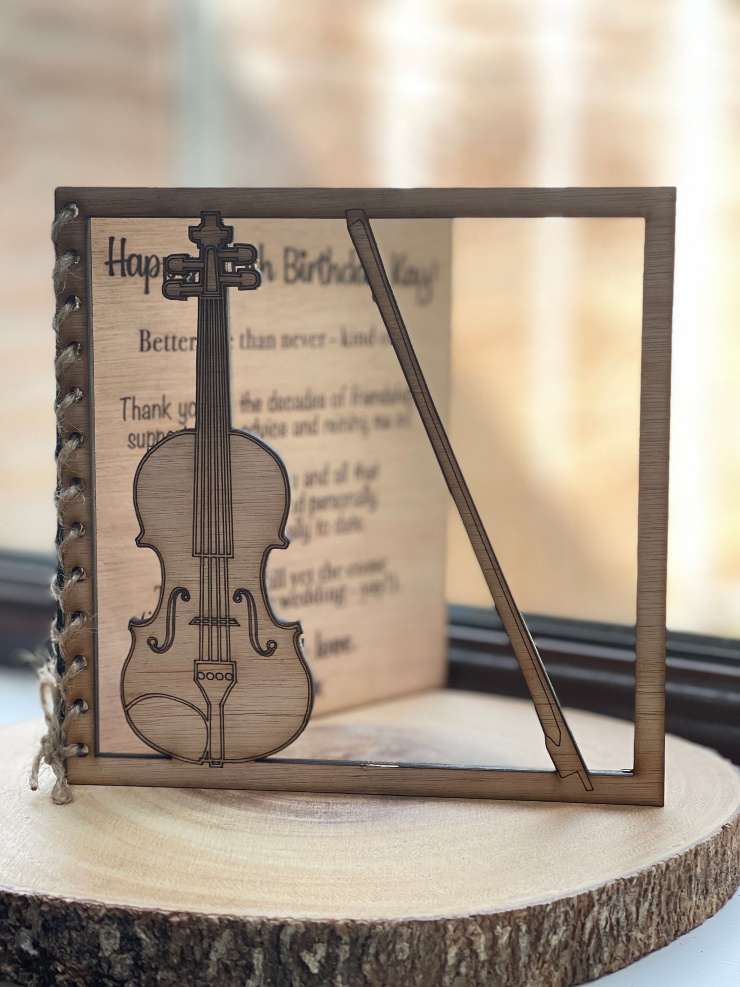 Personalised Wooden Card Birthday | Anniversary | Special birthday | Occassion Card |Violinist |Violin