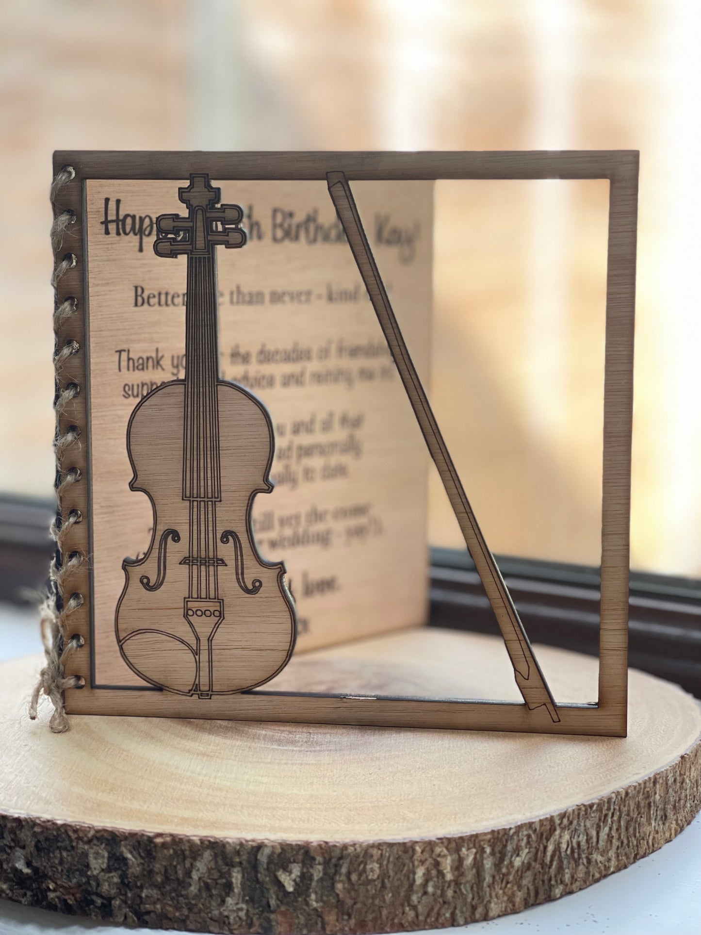 Personalised Wooden Card Birthday | Anniversary | Special birthday | Occassion Card |Violinist |Violin