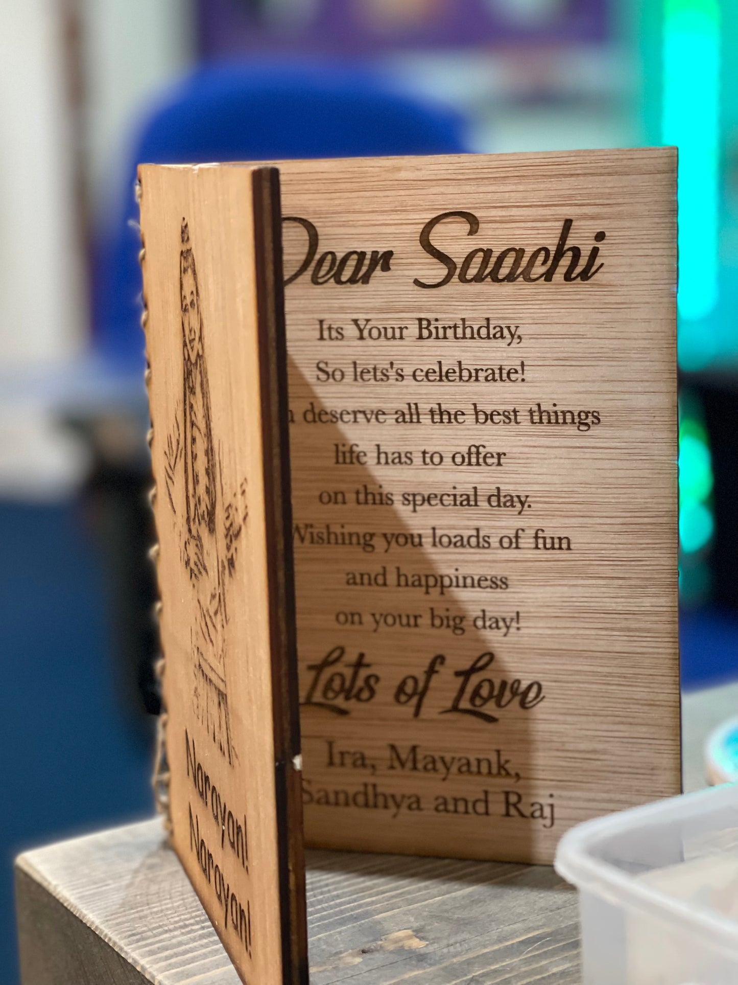 Personalised wooden custom photo portrait card