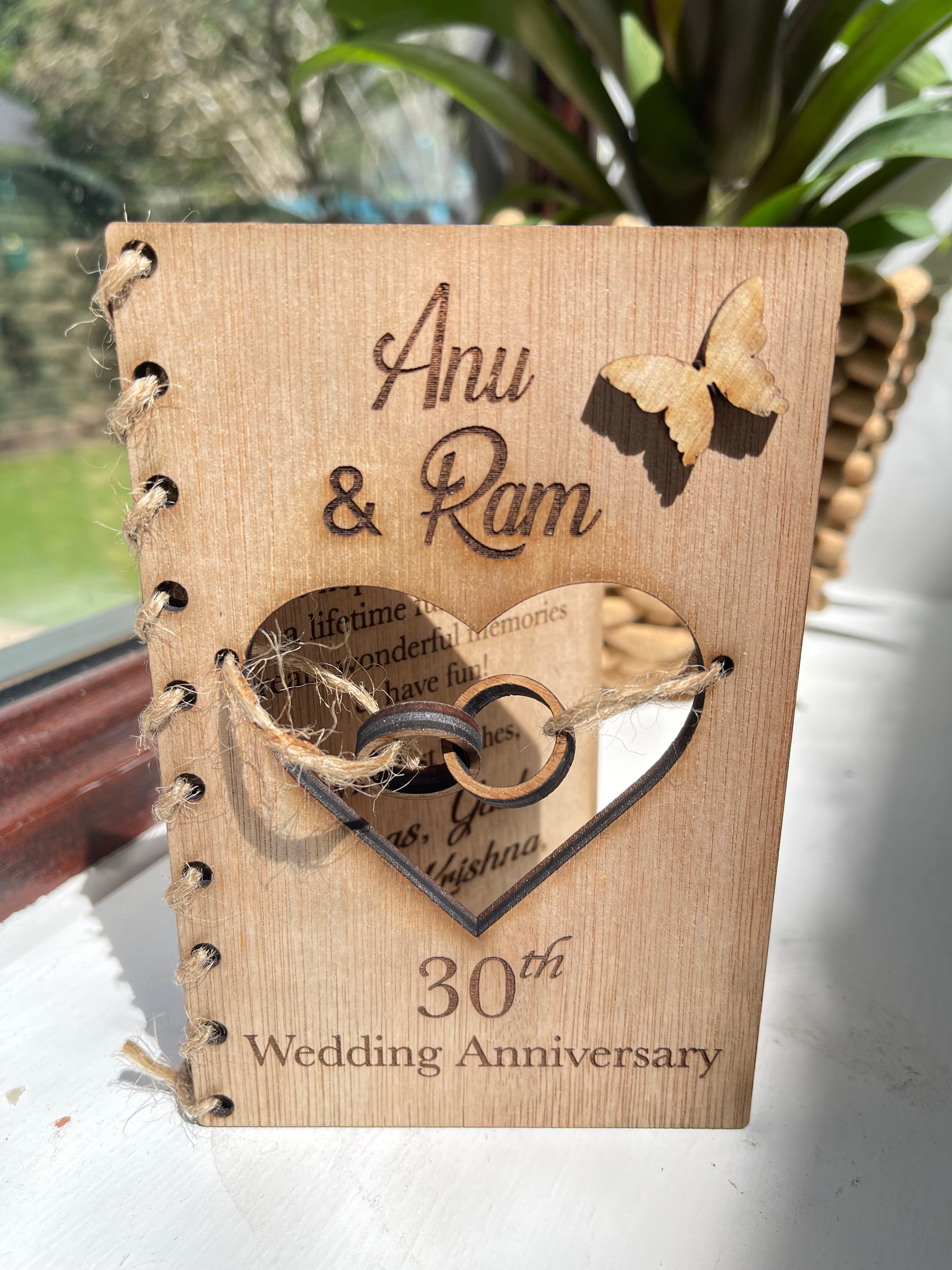 Personalised Wooden Wedding Anniversary Card Sarikakreates   IMG 8846.heic