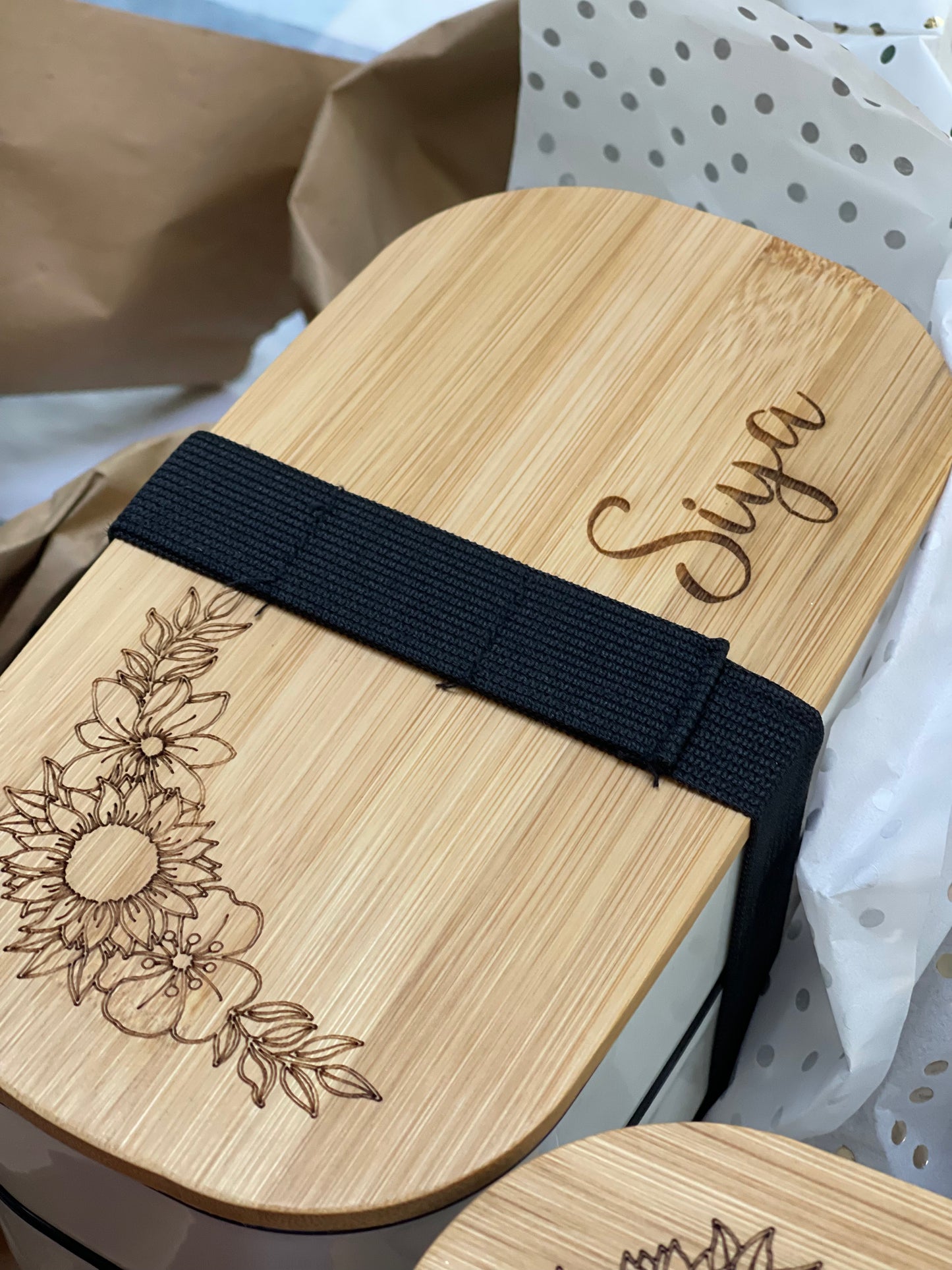 Personalised Bamboo lid lunch box