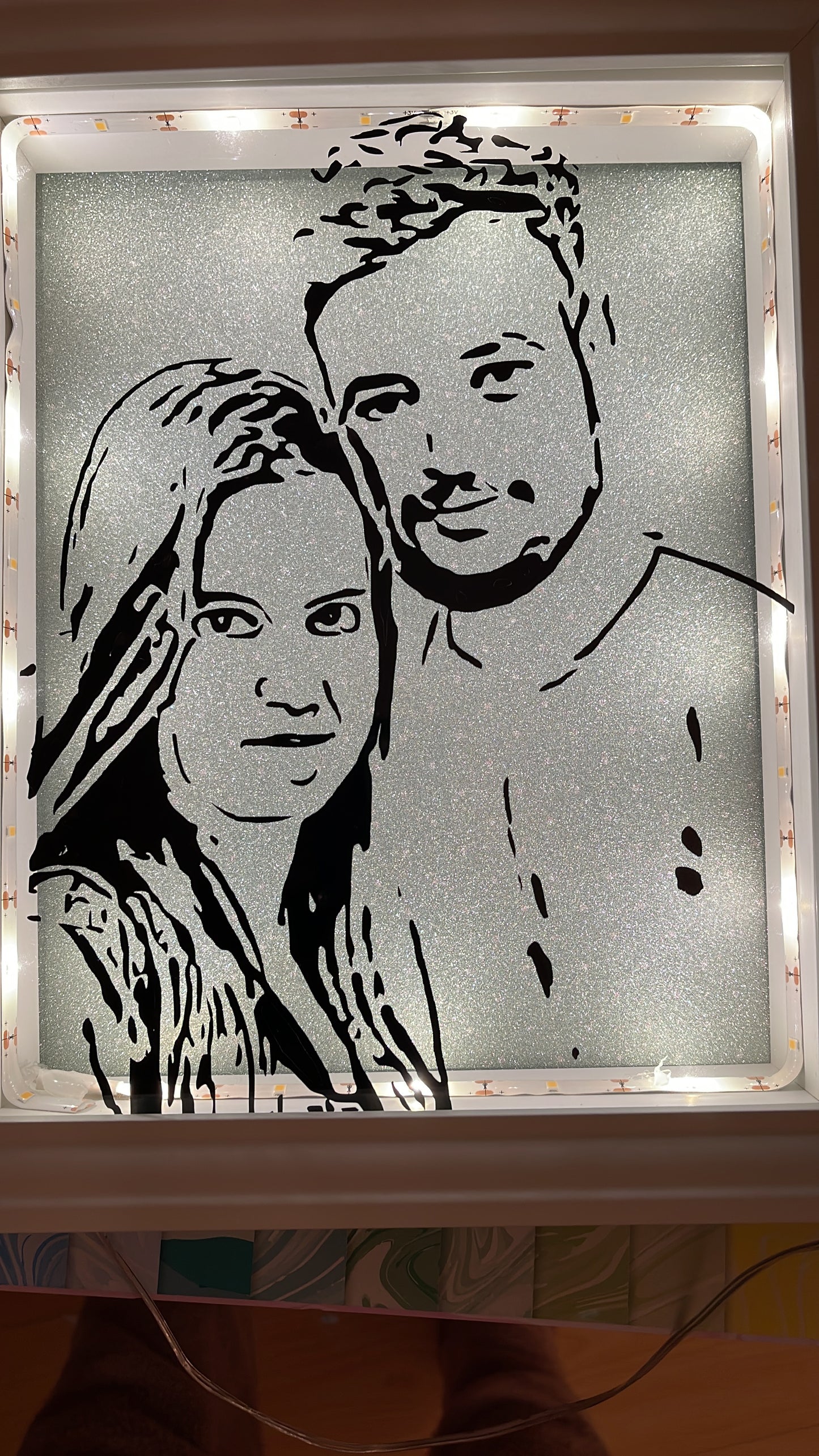 Personalised portrait art light up frame